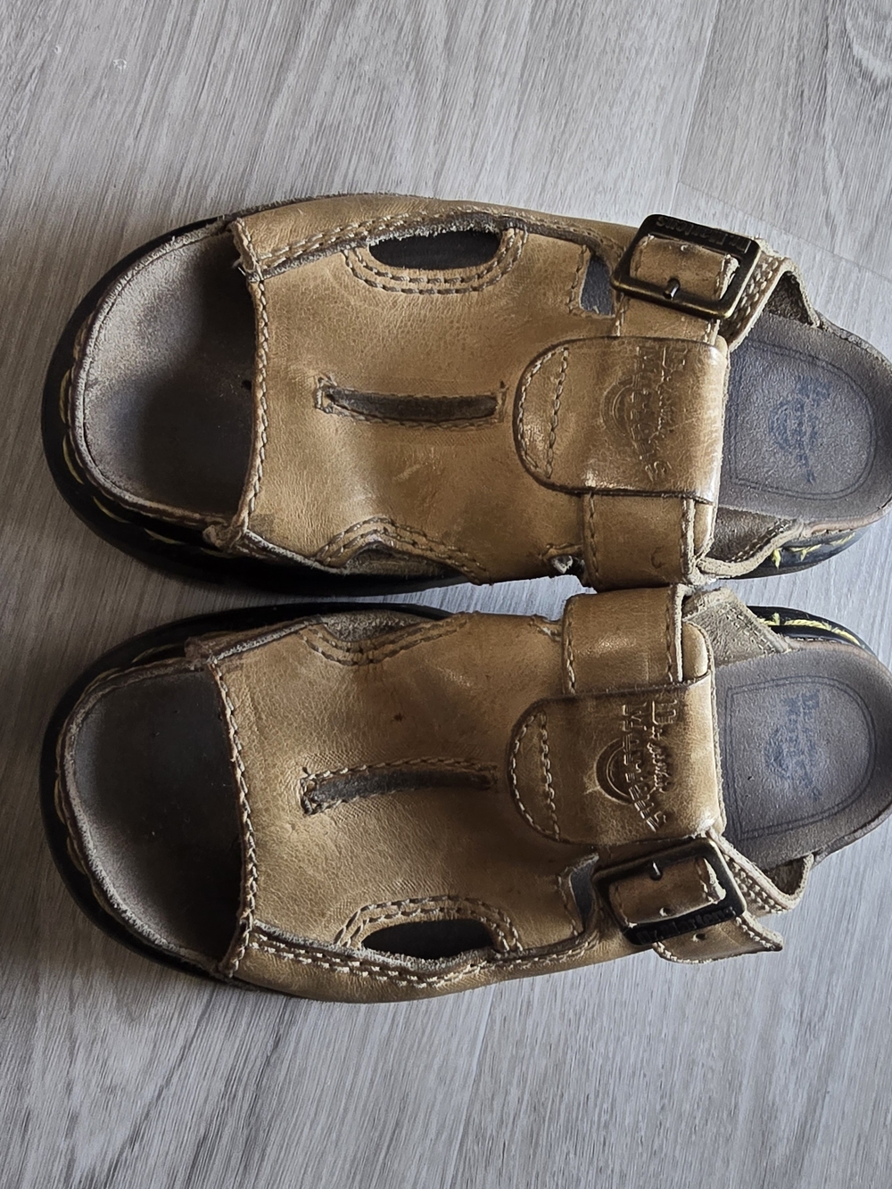 Dr. Martens Tan Leather Open-Toe Sandals